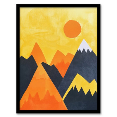Artery8 Framed Wall Art Sunrise Over Himalayan Mountain Range Abstract Print12X16 Inch from B&Q