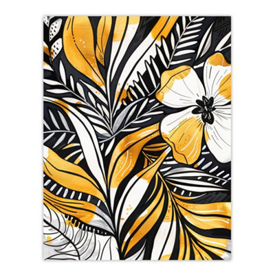 Artery8 Unframed Wall Art Plant Lover Fern Flower Bloom Black Gold White12X16 Inch from B&Q