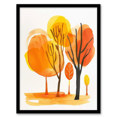 Artery8 Abstract Park Autumn Trees Watercolour Painting Wall Art PrintA4 Size from B&Q