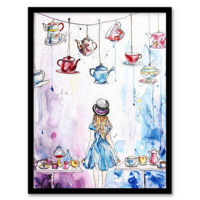 Artery8 Alice Wonderland Mad Hatter Tea Party Watercolour Wall Art PrintA4 Size from B&Q