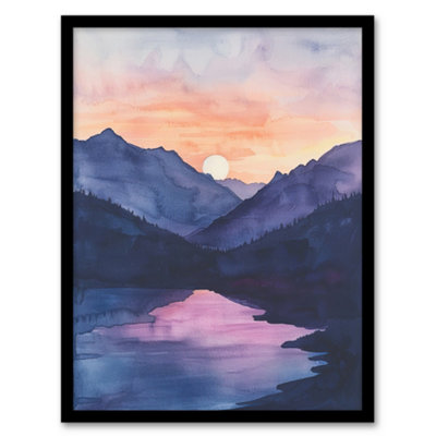 Artery8 Maroon Lake Atmospheric Sunset Mountain Landscape Wall Art PrintA4 Size from B&Q