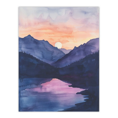 Artery8 Unframed Wall Art Maroon Lake Atmospheric Sunset Mountain Landscape12X16 Inch from B&Q
