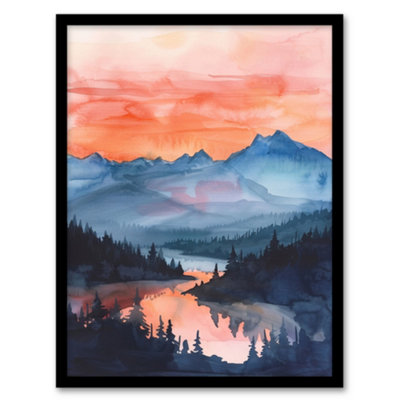 Artery8 Framed Wall Art Maroon Bells Tranquil Sunset Mountain Landscape Print12X16 Inch from B&Q