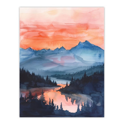 Artery8 Unframed Wall Art Maroon Bells Tranquil Sunset Mountain Landscape12X16 Inch from B&Q