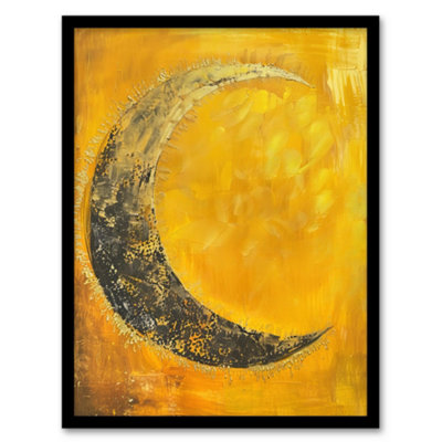 Artery8 Framed Wall Art Crescent Moon Orange Gold Moonlight Tassels Print12X16 Inch from B&Q