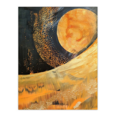 Artery8 Unframed Wall Art Abstract Sunrise Orange On Black Painting12X16 Inch from B&Q