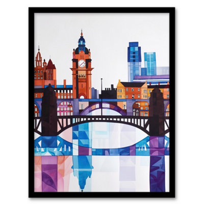 Artery8 Glasgow Colourful Geometric Skyline Cityscape Wall Art PrintA4 Size from B&Q
