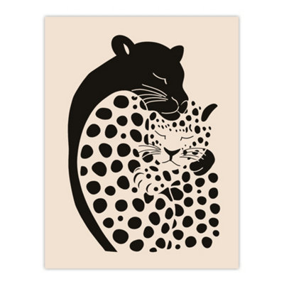 Artery8 Unframed Wall Art Panther And Leopard Abstract Minimalism Animals12X16 Inch from B&Q