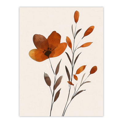 Artery8 Unframed Wall Art Elegant Wildflower Bloom Amber Floral Watercolour12X16 Inch from B&Q