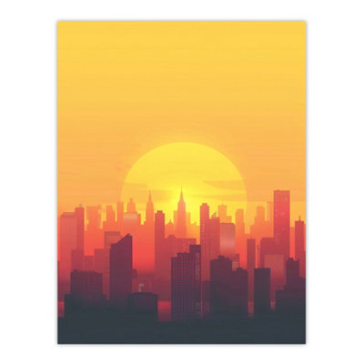 Artery8 Unframed Wall Art New York City Sunset Cityscape Skyline Design12X16 Inch from B&Q