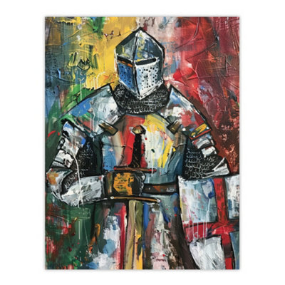 Artery8 Unframed Wall Art Templar Knight Medieval Armor Sword Painting12X16 Inch from B&Q