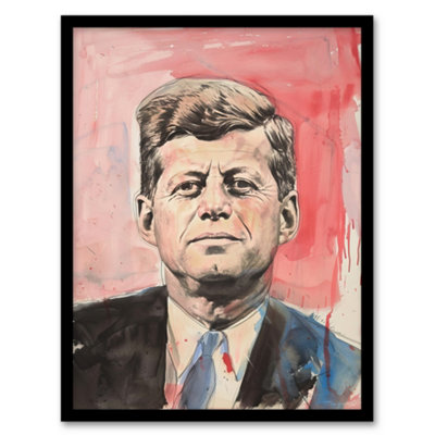 Artery8 John Kennedy Jfk Usa President Watercolour Wall Art PrintA4 Size from B&Q
