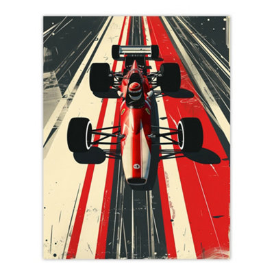 Artery8 Unframed Wall Art Vintage Red Race Car Sport Speed Racing Track12X16 Inch from B&Q