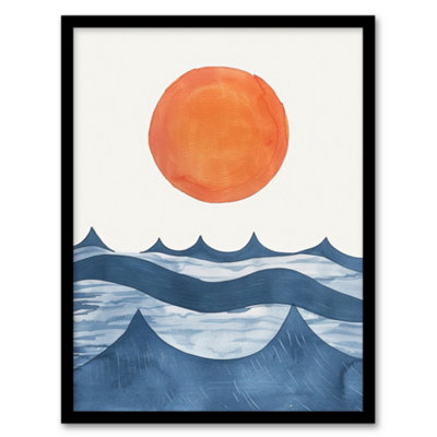 Artery8 Summer Sun Over Ocean Waves Abstract Watercolour Wall Art PrintA4 Size from B&Q