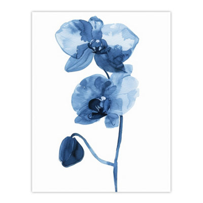 Artery8 Unframed Wall Art Blue Orchid Flower Bloom Watercolour Painting12X16 Inch from B&Q