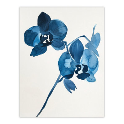 Artery8 Unframed Wall Art Abstract Orchid Flower Bloom Blue Watercolour12X16 Inch from B&Q