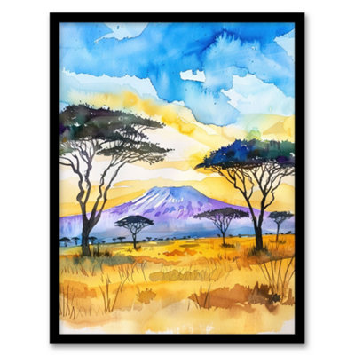 Artery8 Savanna Sunrise Mount Kilimanjaro Tanzania Wall Art PrintA4 Size from B&Q