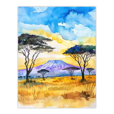 Artery8 Unframed Wall Art Savanna Sunrise Mount Kilimanjaro Tanzania12X16 Inch from B&Q