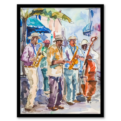 Artery8 New Orleans Jazz Music Festival Street Musicians Wall Art PrintA4 Size from B&Q