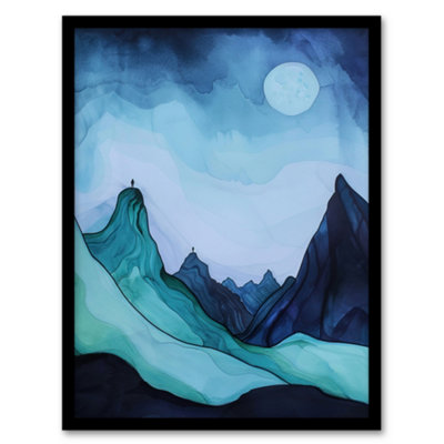 Artery8 Framed Wall Art Northen Lights Aurora Borealis Mountain View Print12X16 Inch from B&Q