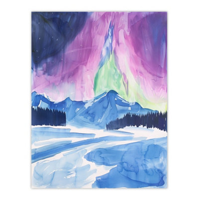Artery8 Unframed Wall Art Abstract Northern Lights Aurora Borealis In Winter12X16 Inch
