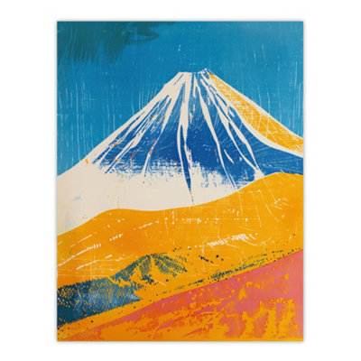 Artery8 Unframed Wall Art Mount Fuji Japan Orange Blue Volcano12X16 Inch from B&Q