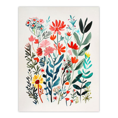 Artery8 Unframed Wall Art Spring Wildflowers Bright Abstract Watercolour12X16 Inch from B&Q