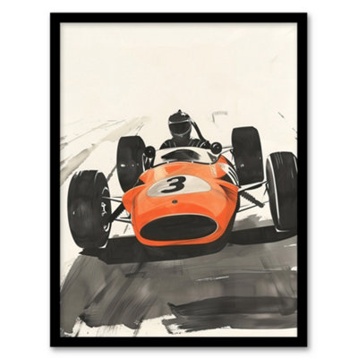 Artery8 Vintage Race Car Driver Racing Sport Watercolour Wall Art PrintA4 Size from B&Q