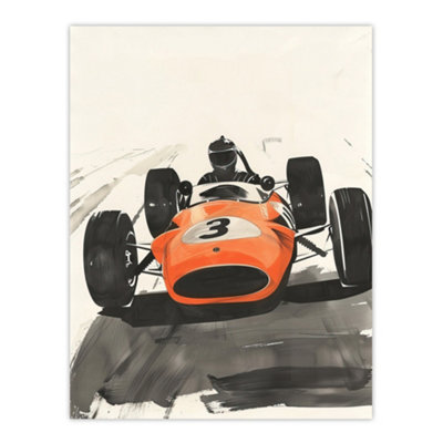 Artery8 Unframed Wall Art Vintage Race Car Driver Racing Sport Watercolour12X16 Inch from B&Q