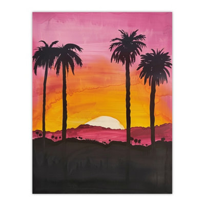 Artery8 Unframed Wall Art California Sunset Sky Orange Pink Sky Setting Sun12X16 Inch from B&Q