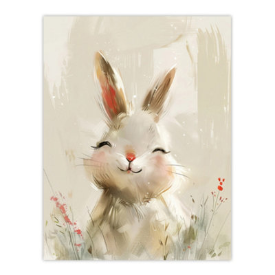 Artery8 Unframed Wall Art Cute Smiling Bunny Rabbit Happy Baby Animal12X16 Inch from B&Q