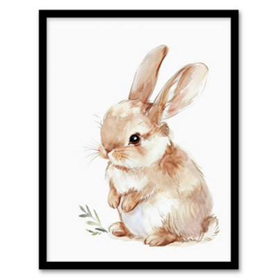 Artery8 Adorable Fluffy Baby Bunny Animal Watercolour Wall Art PrintA4 Size from B&Q