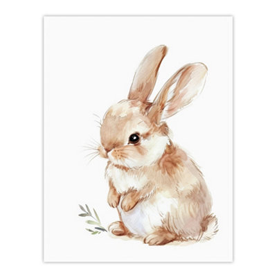 Artery8 Unframed Wall Art Adorable Fluffy Baby Bunny Animal Watercolour12X16 Inch from B&Q