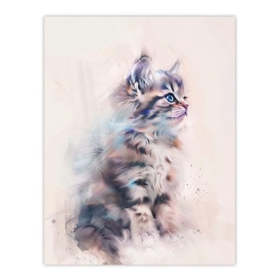 Artery8 Unframed Wall Art Cat Lover Cute Fluffy Ragdoll Kitten Watercolour12X16 Inch from B&Q