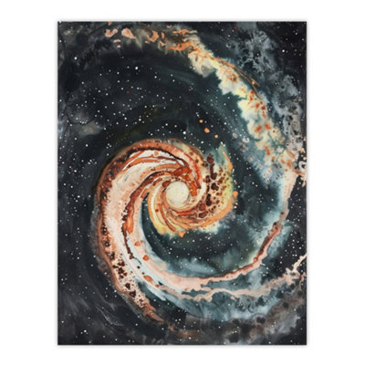 Artery8 Unframed Wall Art Space Whirlpool Spiral Galaxy M51 Watercolour12X16 Inch from B&Q