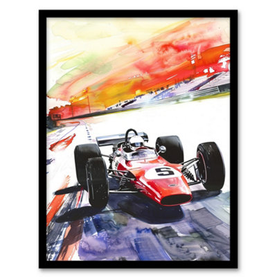 Artery8 Motor Speedway Race Retro Sport Car Watercolour Wall Art PrintA4 Size from B&Q