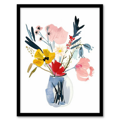 Artery8 Spring Wildflower Bouquet In Vase Watercolour Wall Art PrintA4 Size from B&Q