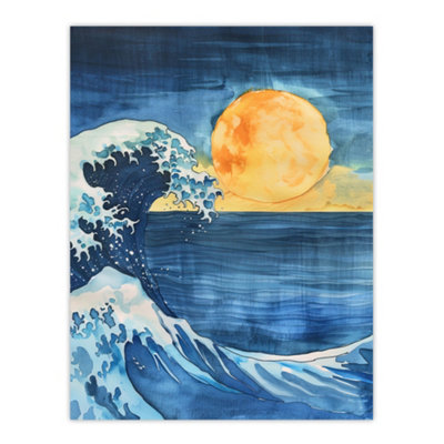 Artery8 Unframed Wall Art The Great Wave Sunrise Seascape Watercolour12X16 Inch from B&Q
