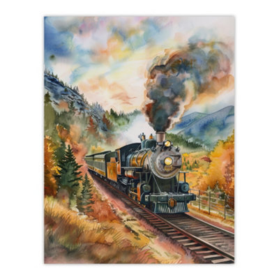 Artery8 Unframed Wall Art Locomotive Train Passing Through Autumn Forest12X16 Inch from B&Q