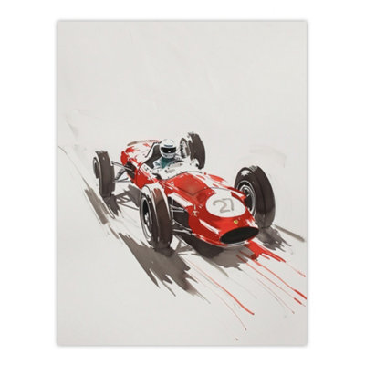 Artery8 Unframed Wall Art Vintage Automobile Race Car Sport Watercolour12X16 Inch from B&Q