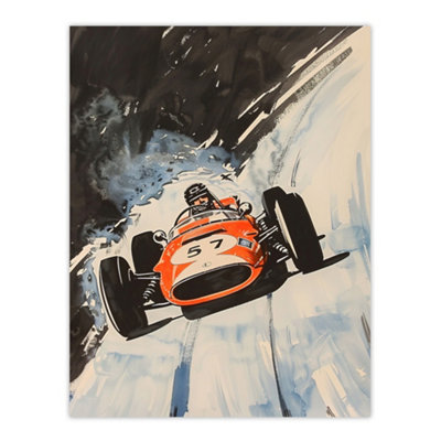 Artery8 Unframed Wall Art Vintage Automobile Racing Watercolour12X16 Inch from B&Q