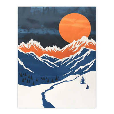 Artery8 Unframed Wall Art Rocky Mountains Winter Landscape Modern Abstract12X16 Inch from B&Q