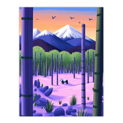 Artery8 Unframed Wall Art Panda Bear Bamboo Forest Japan Mountain Landscape12X16 Inch from B&Q