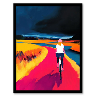 Artery8 Framed Wall Art Bicycle Dream Bike Ride Colourful Landscape Print12X16 Inch from B&Q