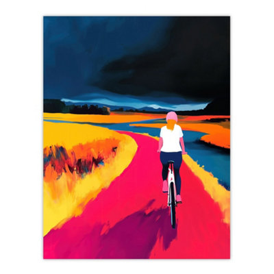 Artery8 Unframed Wall Art Bicycle Dream Bike Ride Colourful Landscape12X16 Inch from B&Q