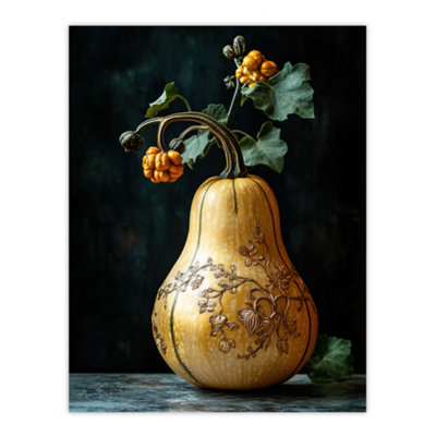 Artery8 Unframed Wall Art Elegant Butternut Squash Filigree Vine Detail12X16 Inch from B&Q