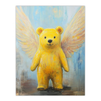 Artery8 Unframed Wall Art Cute Yellow Teddy Bear With Wings Painting12X16 Inch from B&Q