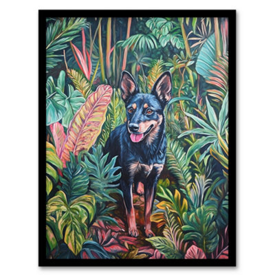 Artery8 Kelpie In Exotic Jungle Nature Plants Dog Lover Wall Art PrintA4 Size from B&Q