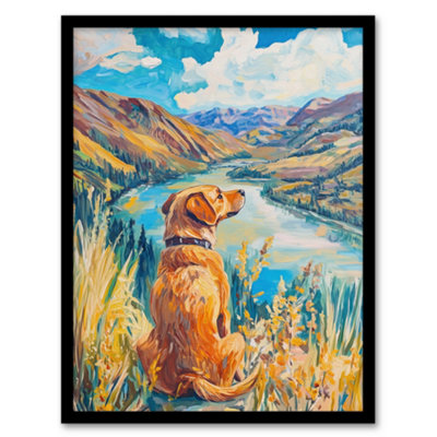 Artery8 Framed Wall Art Labrador Colorado Mountain Landscape Dog Lover Print12X16 Inch from B&Q