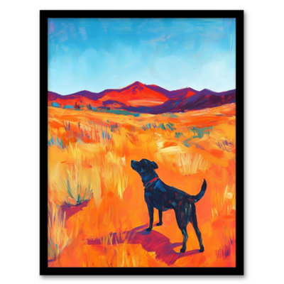 Artery8 Black Labrador In Countryside Landscape Dog Lover Wall Art PrintA4 Size from B&Q